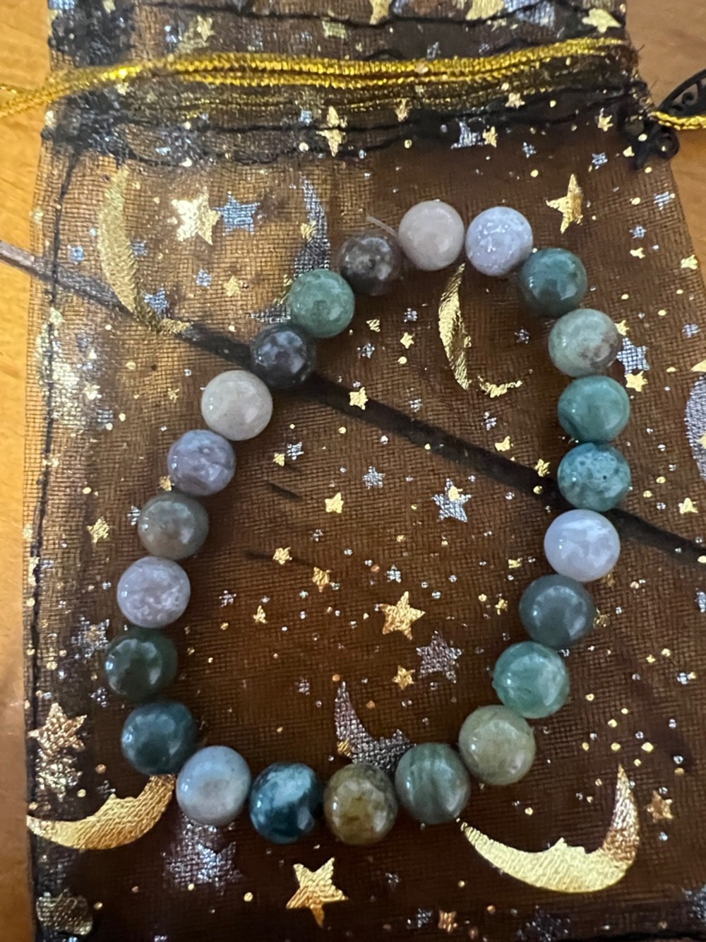 Multi-Tone Agate Beaded Stretch Bracelet - Earth Tones-Maple Latte perfume oil